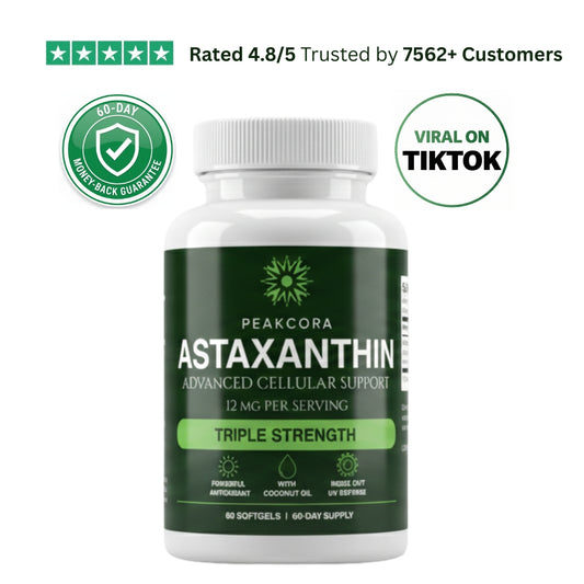 Peakcora Astaxanthin – The Inside-Out Solution for Healthy Blood Pressure, Balanced Blood Sugar & Lasting Energy